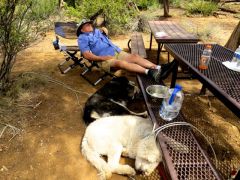 Asleep with dog at Mesa Verde