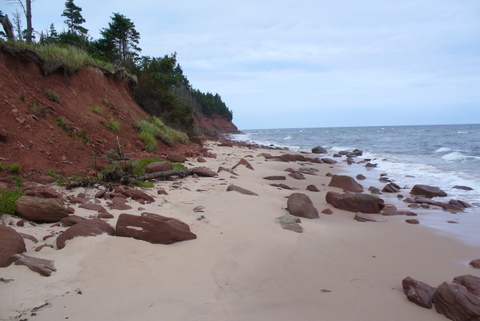 Rocky north end of beach at Red Point