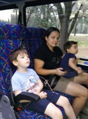 Mommy Ray and Liam on the YART bus into Yosemite