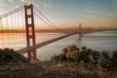 Morning sun at Golden Gate Bridge