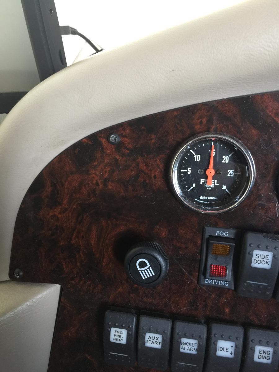 Fuel pressure gauge mounted in dash to monitor fuel pressure and filter condition.